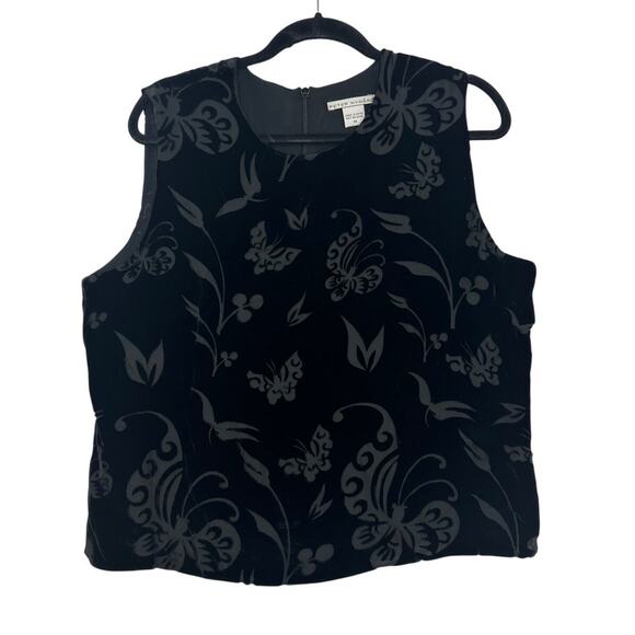 Peter Nygard Tops - Peter Nygard Black Velour Butterfly Blouse - Size 14